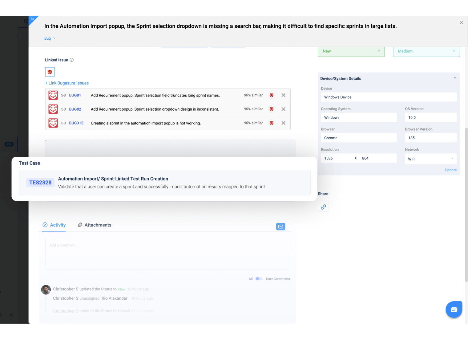 Manage bugs